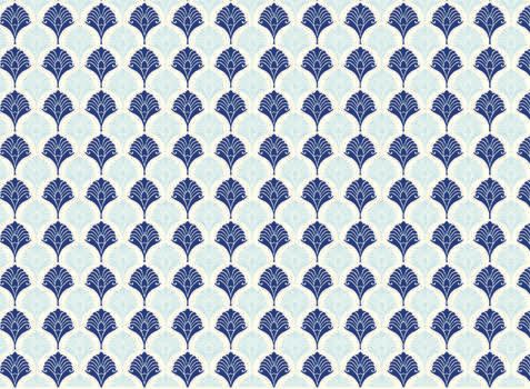 #Wrap Rossi Letterpress Palm leaves 2 tone blue