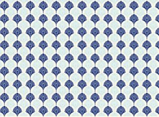 Rossi 1931 - Wrap Flat Sheet - Letterpress Palm Leaves Two Tone Blue