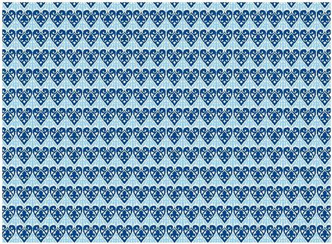 Rossi 1931 - Wrap Flat Sheet - Letterpress Hearts Blue