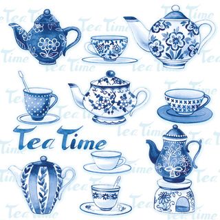 Ambiente - Paper Napkins - Pack of 20 - Luncheon Size - Tea Moments Blue