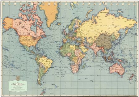 IFI Modern World Vintage Map  50 X 70cm