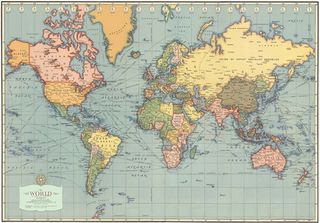 IFI Modern World Vintage Map  50 X 70cm