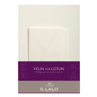 G.Lalo - Velin Pur Coton - Correspondence Set (10 x A4 Sheets & 5 x DL Envelopes)