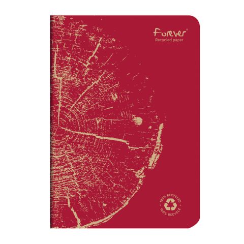 Clairefontaine - Forever 100% Recycled - Stapled Notebook - A5 - Lined - Red