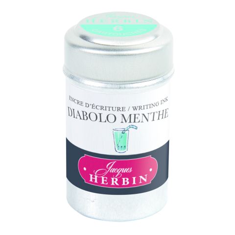 Jacques Herbin - Tin of 6 International Standard Ink Cartridges - Diabolo Menthe