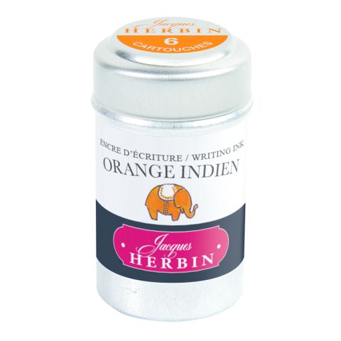 Jacques Herbin - Tin of 6 International Standard Ink Cartridges - Indian Orange