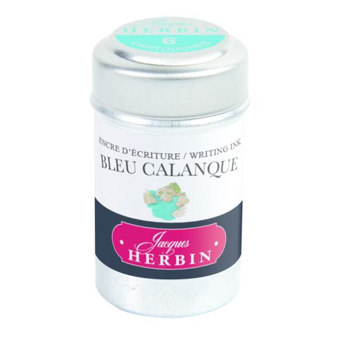 Jacques Herbin - Tin of 6 International Standard Ink Cartridges -  Bleu Calanque