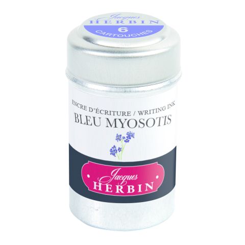 Jacques Herbin - Tin of 6 International Standard Ink Cartridges -  Bleu Myosotis