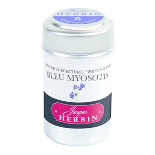 Jacques Herbin - Tin of 6 International Standard Ink Cartridges -  Bleu Myosotis