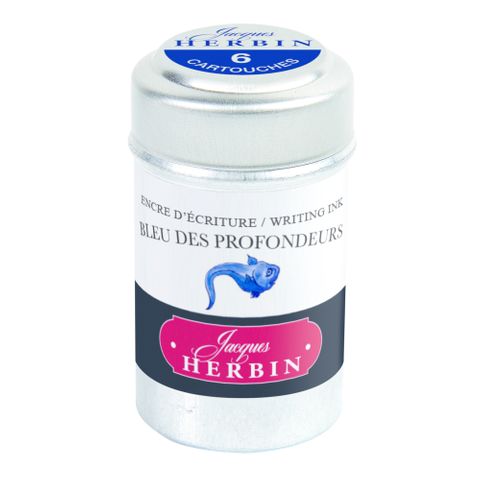 Jacques Herbin - Tin of 6 International Standard Ink Cartridges - Bleu des Profondeurs