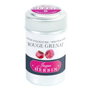Jacques Herbin - Tin of 6 International Standard Ink Cartridges - Rouge Grenat