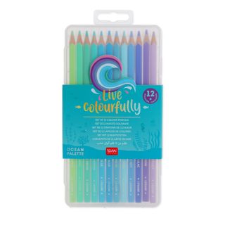 Set Of 12 Colouring Pencils - Live Colourfully - Cyan