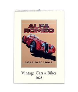 Istituto Fotocromo Italiano - 2025 Art Calendar - Large Size 35 x 50 cm - Vintage Cars & Bikes