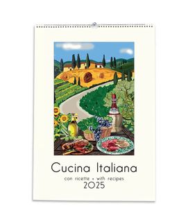 Istituto Fotocromo Italiano - 2025 Art Calendar - Large Size 35 x 50 cm - Cucina Italiana (With Recipes)