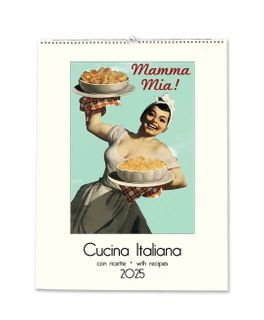 Istituto Fotocromo Italiano - 2025 Art Calendar - Medium Size 24 x 34 cm - Cucina Italiana (With Recipes)