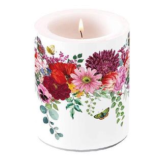 Ambiente Home - Candle - Large - Flower Border White