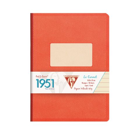 Clairefontaine - 1951 Clothbound Notebook - A5 - Ruled - Red Coral