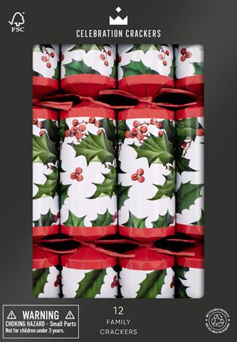 Celebration Crackers - Family Crackers - 12 Inch - Holly Berry - Box of 12