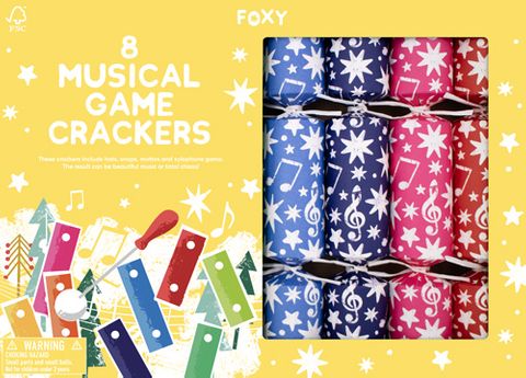 Foxy - Novelty Crackers - 12 Inch - Musical Game Rainbow Xylophone - Set of 8