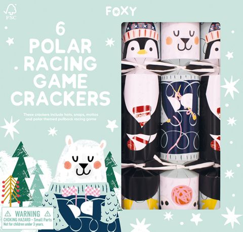 Foxy - Novelty Crackers - 12 Inch - Polar Racing Game - Set of 6