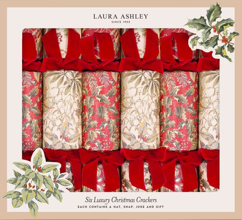 Laura Ashley - Luxury Crackers - 13 Inch - Red Festive Botanicals - Set of 6
