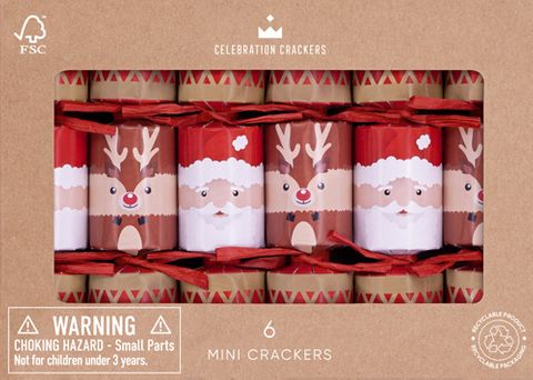 Celebration Crackers - Mini Crackers - 6 Inch - Santa and Reindeer - Pack of 6