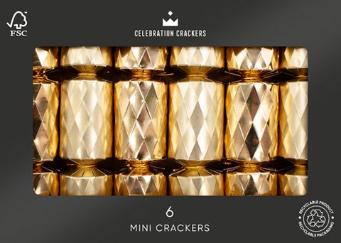 Celebration Crackers - Mini Crackers - 6 Inch - Gold Diamond - Pack of 6