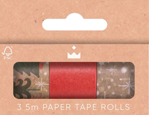 Celebration Crackers - Christmas Forest - Paper Tape 5m x 25mm - Pack of 3