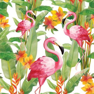 Ambiente - Paper Napkins - Pack of 20 - Luncheon Size - Flamingos White