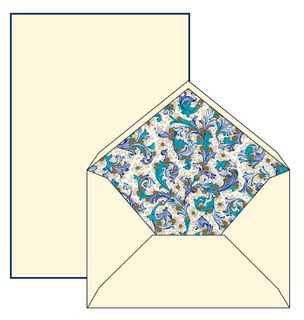 Rossi Medioevalis Box 10 Cotton Florentine Blue  Writing Set sheet 16.5x21.5cm 120gsm