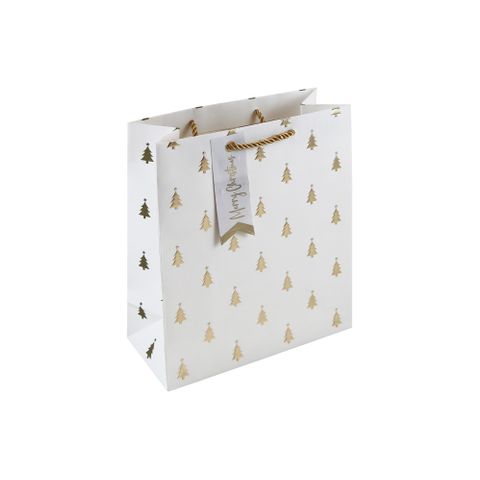 Eurowrap - Gold Embossed Tree - Medium Gift Bag