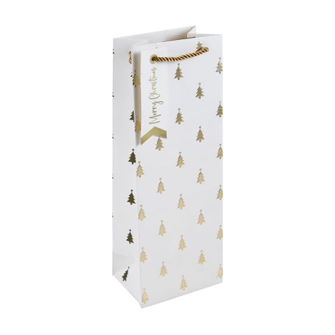 Eurowrap - Gold Embossed Tree - Bottle Bag