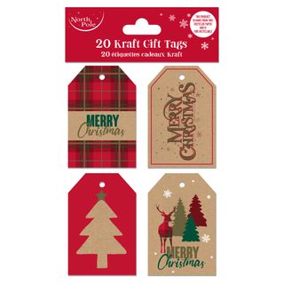 Eurowrap - Tartan Kraft Gift Tags - 20 pack - 4 styles
