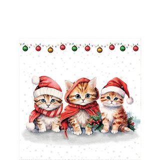 Ambiente - Paper Napkins Christmas - Pack of 20 - Cocktail Size - Funny Cute Kittens