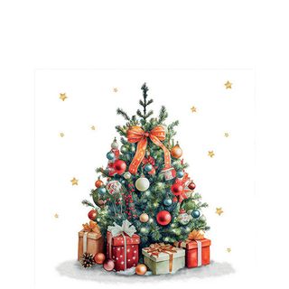 Ambiente - Paper Napkins Christmas - Pack of 20 - Cocktail Size - Decorated Christmas Tree