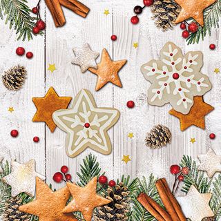Ambiente - Paper Napkins Christmas - Pack of 20 - Luncheon Size - Cookies Stars