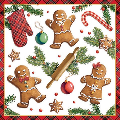 Ambiente - Paper Napkins Christmas - Pack of 20 - Luncheon Size - Gingerbread Cookies