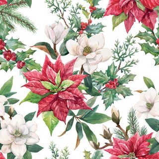 Ambiente - Paper Napkins Christmas - Pack of 20 - Luncheon Size - Christmas Florals