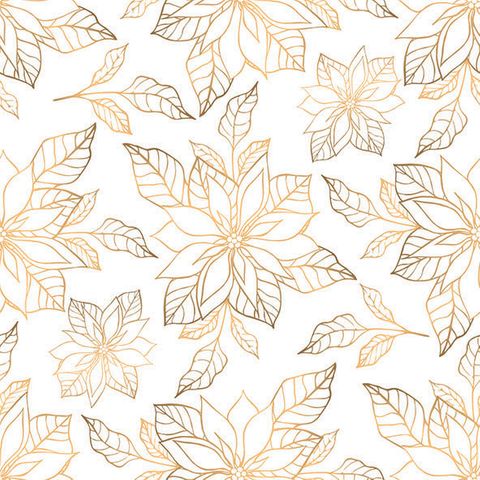 Ambiente - Paper Napkins Christmas - Pack of 20 - Luncheon Size - Poinsettia Outline Gold