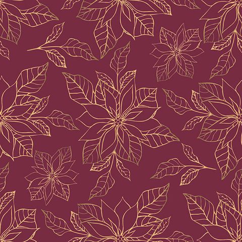 Ambiente - Paper Napkins Christmas - Pack of 20 - Luncheon Size - Poinsettia Outline Bordeaux