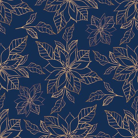 Ambiente - Paper Napkins Christmas - Pack of 20 - Luncheon Size - Poinsettia Outline Blue