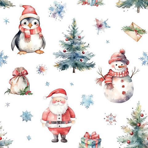 Ambiente - Paper Napkins Christmas - Pack of 20 - Luncheon Size - Christmas Trio White