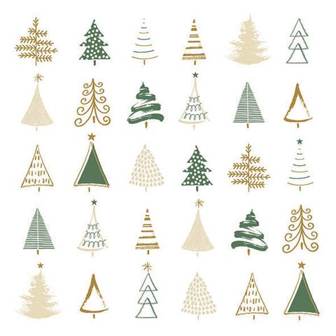 Ambiente - Paper Napkins Christmas - Pack of 20 - Luncheon Size - Christmas Tree Doodles Green