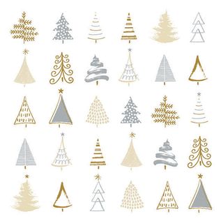 Ambiente - Paper Napkins Christmas - Pack of 20 - Luncheon Size - Christmas Tree Doodles Silver