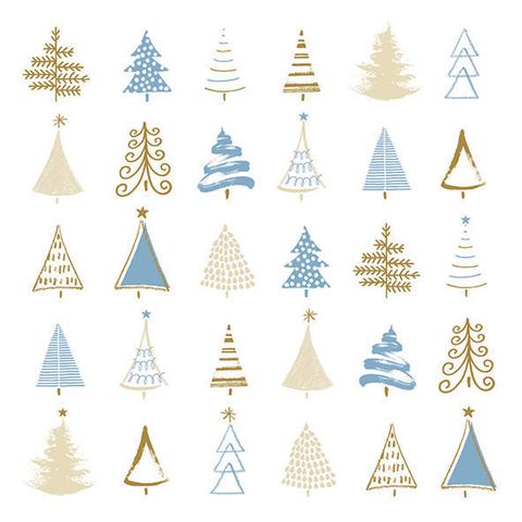 Ambiente - Paper Napkins Christmas - Pack of 20 - Luncheon Size - Christmas Tree Doodles Blue