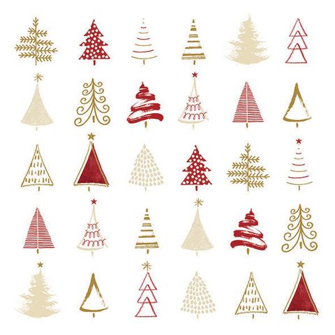 Ambiente - Paper Napkins Christmas - Pack of 20 - Luncheon Size - Christmas Tree Doodles Red