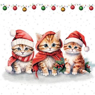 Ambiente - Paper Napkins Christmas - Pack of 20 - Luncheon Size - Funny Cute Kittens