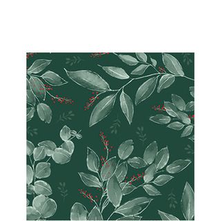 Ambiente - Paper Napkins Christmas - Pack of 20 - Cocktail Size - Leaves and Berries Black