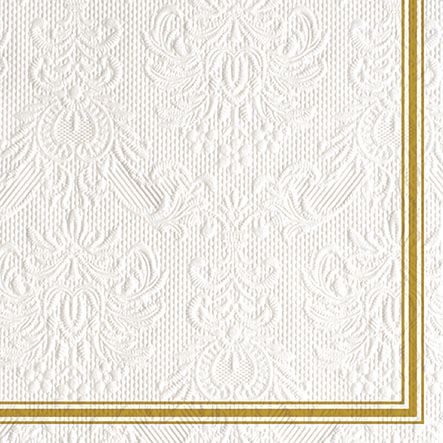 Ambiente - Paper Napkins Christmas - Pack of 15 - Luncheon Size - Elegance Lea White/Gold