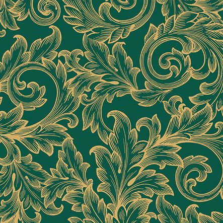 Ambiente - Paper Napkins Christmas - Pack of 20 - Luncheon Size - Baroque Gold/Green